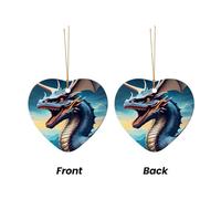 WZYCWB This Heart Shape ceramic Christmas tree Roaring Dragon printed with a pattern is perfect for winter Christmas party and home decor.