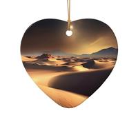 WZYCWB This Heart Shape ceramic Christmas tree Sahara Desert printed with a pattern is perfect for winter Christmas party and home decor.