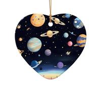 WZYCWB This Heart Shape ceramic Christmas tree Saturn Jupiter Earth printed with a pattern is perfect for winter Christmas party and home decor.
