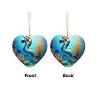 WZYCWB This Heart Shape ceramic Christmas tree Seabed coral seahorse printed with a pattern is perfect for winter Christmas party and home decor.