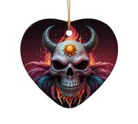 WZYCWB This Heart Shape ceramic Christmas tree skull sheep head daisy printed with a pattern is perfect for winter Christmas party and home decor.