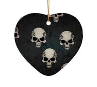 WZYCWB This Heart Shape ceramic Christmas tree Skull spider printed with a pattern is perfect for winter Christmas party and home decor.