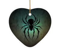 WZYCWB This Heart Shape ceramic Christmas tree spider background printed with a pattern is perfect for winter Christmas party and home decor.