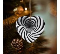 WZYCWB This Heart Shape ceramic Christmas tree spiral optical illusion gif printed with a pattern is perfect for winter Christmas party and home decor.