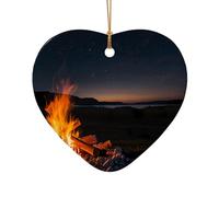 WZYCWB This Heart Shape ceramic Christmas tree Starry sky bonfire printed with a pattern is perfect for winter Christmas party and home decor.