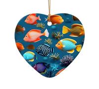 WZYCWB This Heart Shape ceramic Christmas tree Submarine reef fish printed with a pattern is perfect for winter Christmas party and home decor.