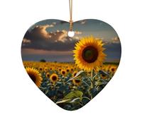 WZYCWB This Heart Shape ceramic Christmas tree Sunflower field printed with a pattern is perfect for winter Christmas party and home decor.