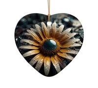 WZYCWB This Heart Shape ceramic Christmas tree surreal daisy printed with a pattern is perfect for winter Christmas party and home decor.