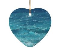 WZYCWB This Heart Shape ceramic Christmas tree The deep blue sea printed with a pattern is perfect for winter Christmas party and home decor.