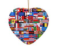 WZYCWB This Heart Shape ceramic Christmas tree Various flags printed with a pattern is perfect for winter Christmas party and home decor.