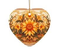 WZYCWB This Heart Shape ceramic Christmas tree Vintage sunflowers printed with a pattern is perfect for winter Christmas party and home decor.