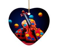 WZYCWB This Heart Shape ceramic Christmas tree Violin Background Image printed with a pattern is perfect for winter Christmas party and home decor.
