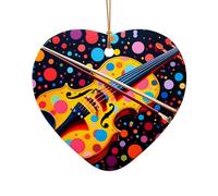 WZYCWB This Heart Shape ceramic Christmas tree Violin Background printed with a pattern is perfect for winter Christmas party and home decor.