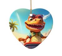 WZYCWB This Heart Shape ceramic Christmas tree Wacky Dinosaurs printed with a pattern is perfect for winter Christmas party and home decor.