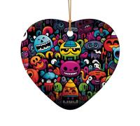 WZYCWB This Heart Shape ceramic Christmas tree Wacky dolls. printed with a pattern is perfect for winter Christmas party and home decor.