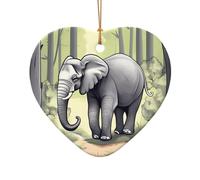 WZYCWB This Heart Shape ceramic Christmas tree Walking elephant printed with a pattern is perfect for winter Christmas party and home decor.