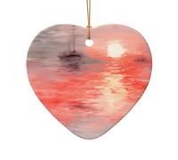 WZYCWB This Heart Shape ceramic Christmas tree watercolor cruise printed with a pattern is perfect for winter Christmas party and home decor.