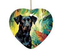 WZYCWB This Heart Shape ceramic Christmas tree watercolor dog printed with a pattern is perfect for winter Christmas party and home decor.
