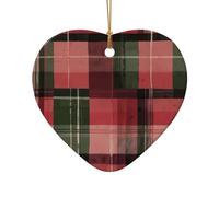 WZYCWB This Heart Shape ceramic Christmas tree watermelon plaid printed with a pattern is perfect for winter Christmas party and home decor.
