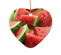 WZYCWB This Heart Shape ceramic Christmas tree Watermelon with drops printed with a pattern is perfect for winter Christmas party and home decor.