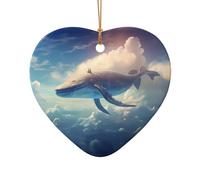 WZYCWB This Heart Shape ceramic Christmas tree Whale Sky Painting printed with a pattern is perfect for winter Christmas party and home decor.