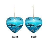 WZYCWB This Heart Shape ceramic Christmas tree Whales under the sea printed with a pattern is perfect for winter Christmas party and home decor.