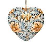 WZYCWB This Heart Shape ceramic Christmas tree White-orange pattern printed with a pattern is perfect for winter Christmas party and home decor.