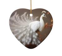 WZYCWB This Heart Shape ceramic Christmas tree White peacock with open screen printed with a pattern is perfect for winter Christmas party and home decor.
