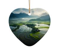 WZYCWB This Heart Shape ceramic Christmas tree Wide rice fields printed with a pattern is perfect for winter Christmas party and home decor.