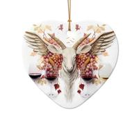 WZYCWB This Heart Shape ceramic Christmas tree Wine Illustrations printed with a pattern is perfect for winter Christmas party and home decor.