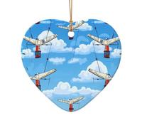 WZYCWB This Heart Shape ceramic Christmas tree Wings in the sky printed with a pattern is perfect for winter Christmas party and home decor.