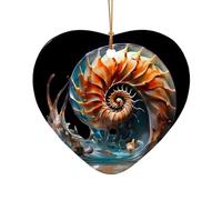 WZYCWB This Heart Shape ceramic Christmas tree Wonderful Conch printed with a pattern is perfect for winter Christmas party and home decor.