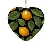 WZYCWB This Heart Shape ceramic Christmas tree Yellow lemon leaves printed with a pattern is perfect for winter Christmas party and home decor.