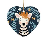 WZYCWB This Heart Shape ceramic Christmas tree zebra print printed with a pattern is perfect for winter Christmas party and home decor.