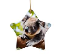 WZYCWB This Star Shape ceramic Christmas tree A little koala printed with a pattern is perfect for winter Christmas party and home decor.