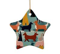 WZYCWB This Star Shape ceramic Christmas tree Abstract Porcelain printed with a pattern is perfect for winter Christmas party and home decor.