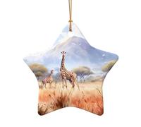 WZYCWB This Star Shape ceramic Christmas tree African Savanna Giraffe printed with a pattern is perfect for winter Christmas party and home decor.