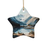 WZYCWB This Star Shape ceramic Christmas tree Alpine Line printed with a pattern is perfect for winter Christmas party and home decor.