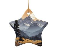 WZYCWB This Star Shape ceramic Christmas tree Alpine Silhouettes printed with a pattern is perfect for winter Christmas party and home decor.