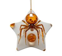 WZYCWB This Star Shape ceramic Christmas tree Amber Fossil Spider printed with a pattern is perfect for winter Christmas party and home decor.
