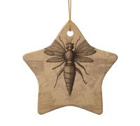 WZYCWB This Star Shape ceramic Christmas tree Ancient insects printed with a pattern is perfect for winter Christmas party and home decor.