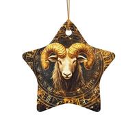 WZYCWB This Star Shape ceramic Christmas tree Aries Horoscope printed with a pattern is perfect for winter Christmas party and home decor.