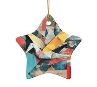 WZYCWB This Star Shape ceramic Christmas tree Art Origami printed with a pattern is perfect for winter Christmas party and home decor.