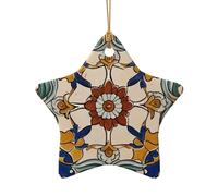 WZYCWB This Star Shape ceramic Christmas tree Barcelona Tiles printed with a pattern is perfect for winter Christmas party and home decor.