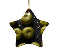 WZYCWB This Star Shape ceramic Christmas tree bean paste printed with a pattern is perfect for winter Christmas party and home decor.