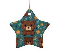 WZYCWB This Star Shape ceramic Christmas tree bear background printed with a pattern is perfect for winter Christmas party and home decor.