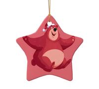 WZYCWB This Star Shape ceramic Christmas tree Bear Happy Hour printed with a pattern is perfect for winter Christmas party and home decor.