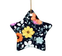WZYCWB This Star Shape ceramic Christmas tree Beautiful colourful flowers printed with a pattern is perfect for winter Christmas party and home decor.
