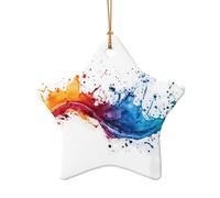 WZYCWB This Star Shape ceramic Christmas tree Beautiful ink splash printed with a pattern is perfect for winter Christmas party and home decor.