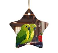 WZYCWB This Star Shape ceramic Christmas tree Beautiful parrot printed with a pattern is perfect for winter Christmas party and home decor.